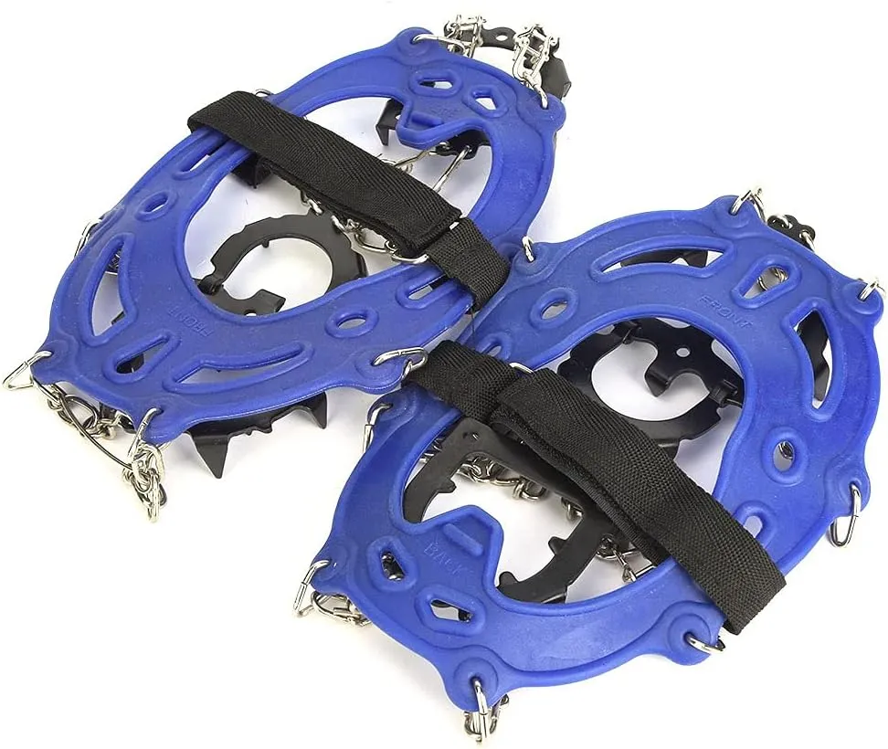 P Universal 14 Teeth Slip Ice Cleat Shoe Grips Spikes Cleats Crampons for Hiking Climbingblue Slip SpikesSki Shoe CoverCramponsNon Slip SpikesShoe G Spike Enhanced and Stability