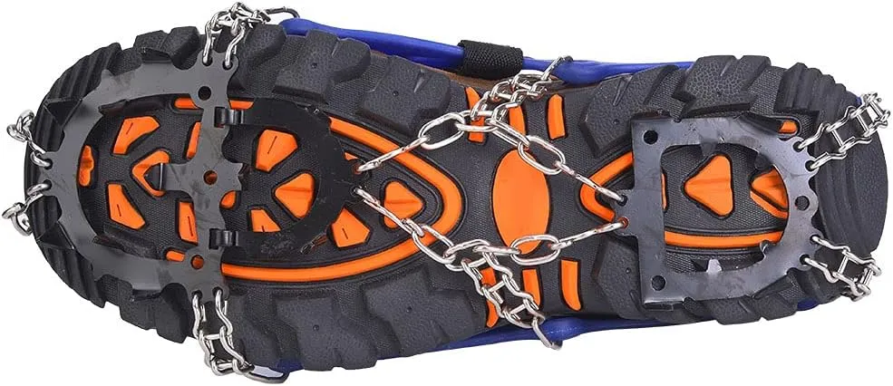 P Universal 14 Teeth Slip Ice Cleat Shoe Grips Spikes Cleats Crampons for Hiking Climbingblue Slip SpikesSki Shoe CoverCramponsNon Slip SpikesShoe G Spike Enhanced and Stability