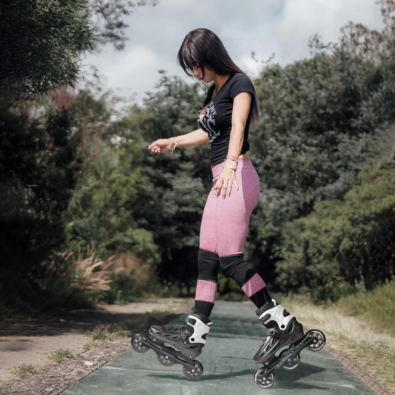 PAPAISON Adult Adjustable Inline Skates for Men Women with 3 100mm Wheels, Outdoor Blades Female Male Fitness Speed Racing Skates, Roller Skates for Teens Boys Girls