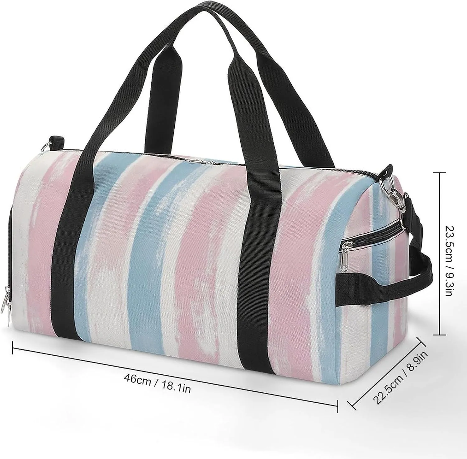 Pastel Striped Pattern Fitness Large Gym Bag for Unisex with Shoe Compartment & Wet Pocket