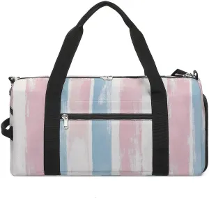 Pastel Striped Pattern Fitness Large Gym Bag for Unisex with Shoe Compartment & Wet Pocket