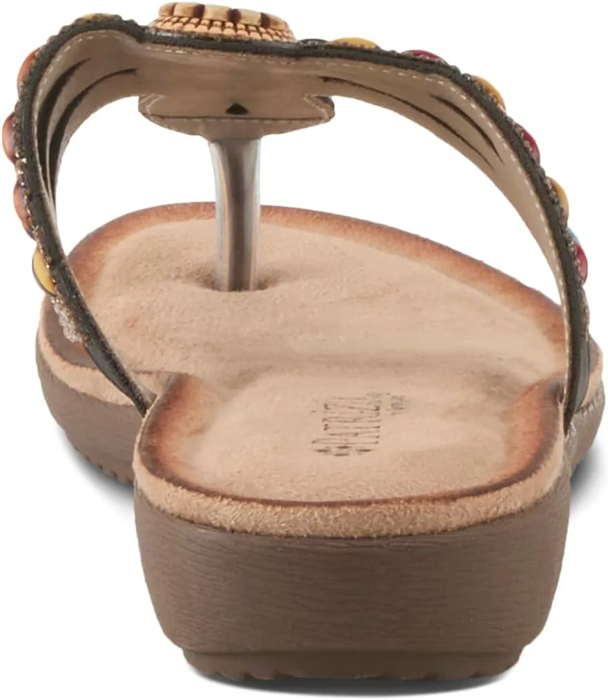 PATRIZIA Women's PINA Slide Sandals - Beaded and Crystal Embellishments, Faux Suede Padded Footbed, Summer-Ready Design