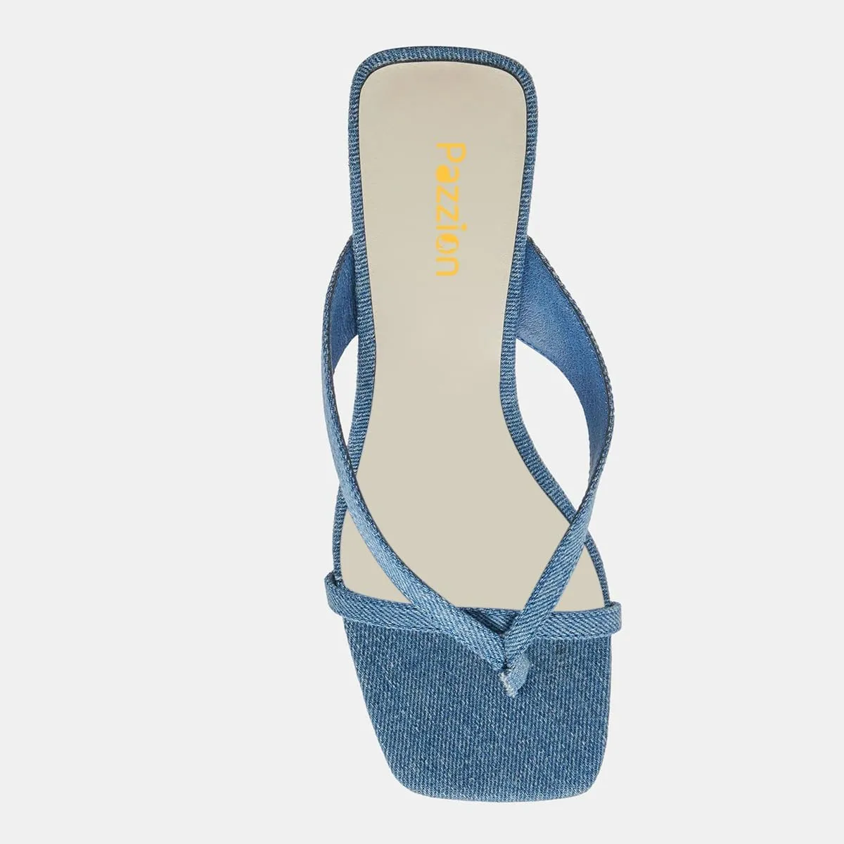Pazzion Women Open Square Toe Kitten Heel Flip Flop Sandals Slip On Low Heeled Slippers Daily Indoor Shopping Shoes Size 4-16 US