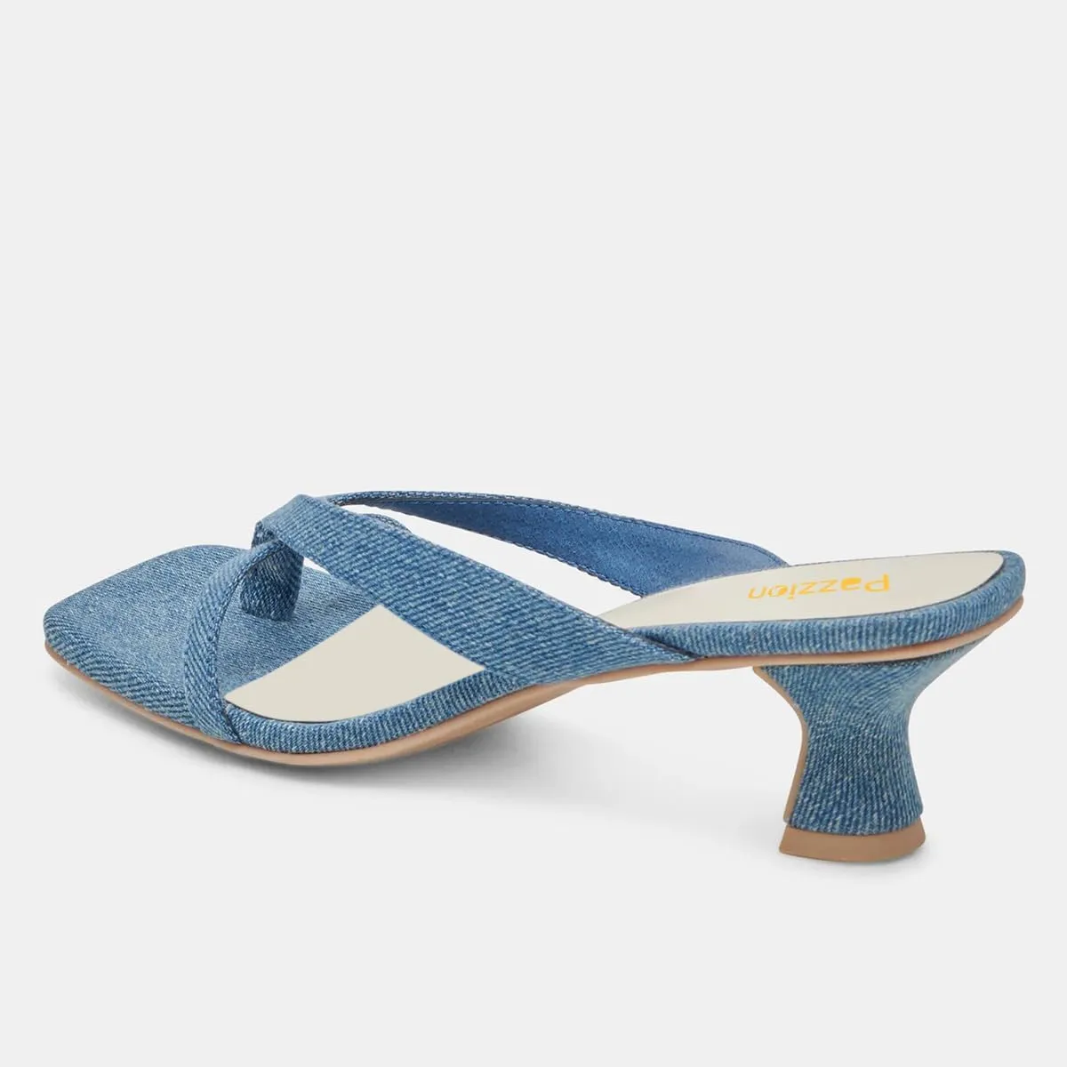 Pazzion Women Open Square Toe Kitten Heel Flip Flop Sandals Slip On Low Heeled Slippers Daily Indoor Shopping Shoes Size 4-16 US