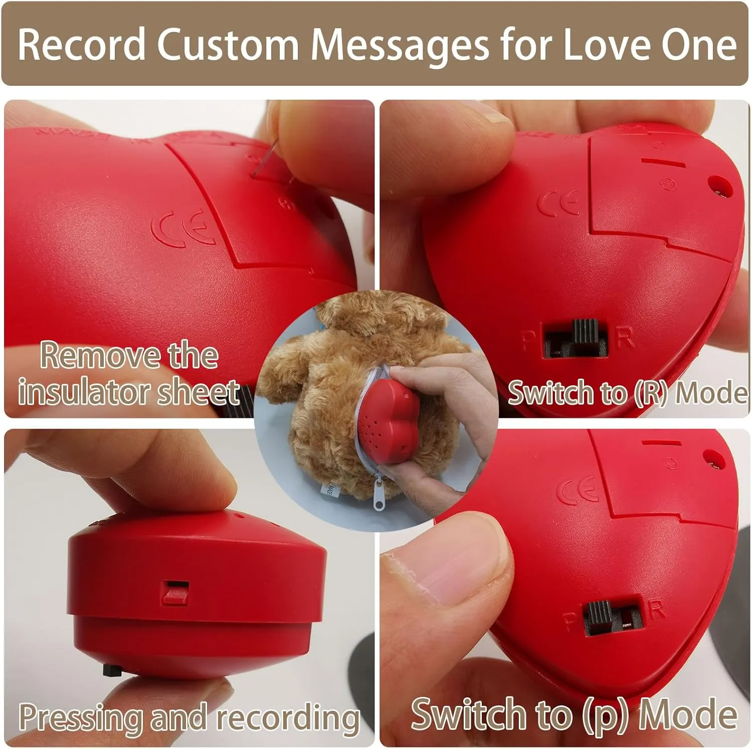 Personalized Teddy Bear with Voice Recorder, Customized Gifts Stuffed Teddy Bear with Bow Text as Personalized Gift for Girls Boys on Birthday Christmas Valentines Day (13 inch-Text Photo)
