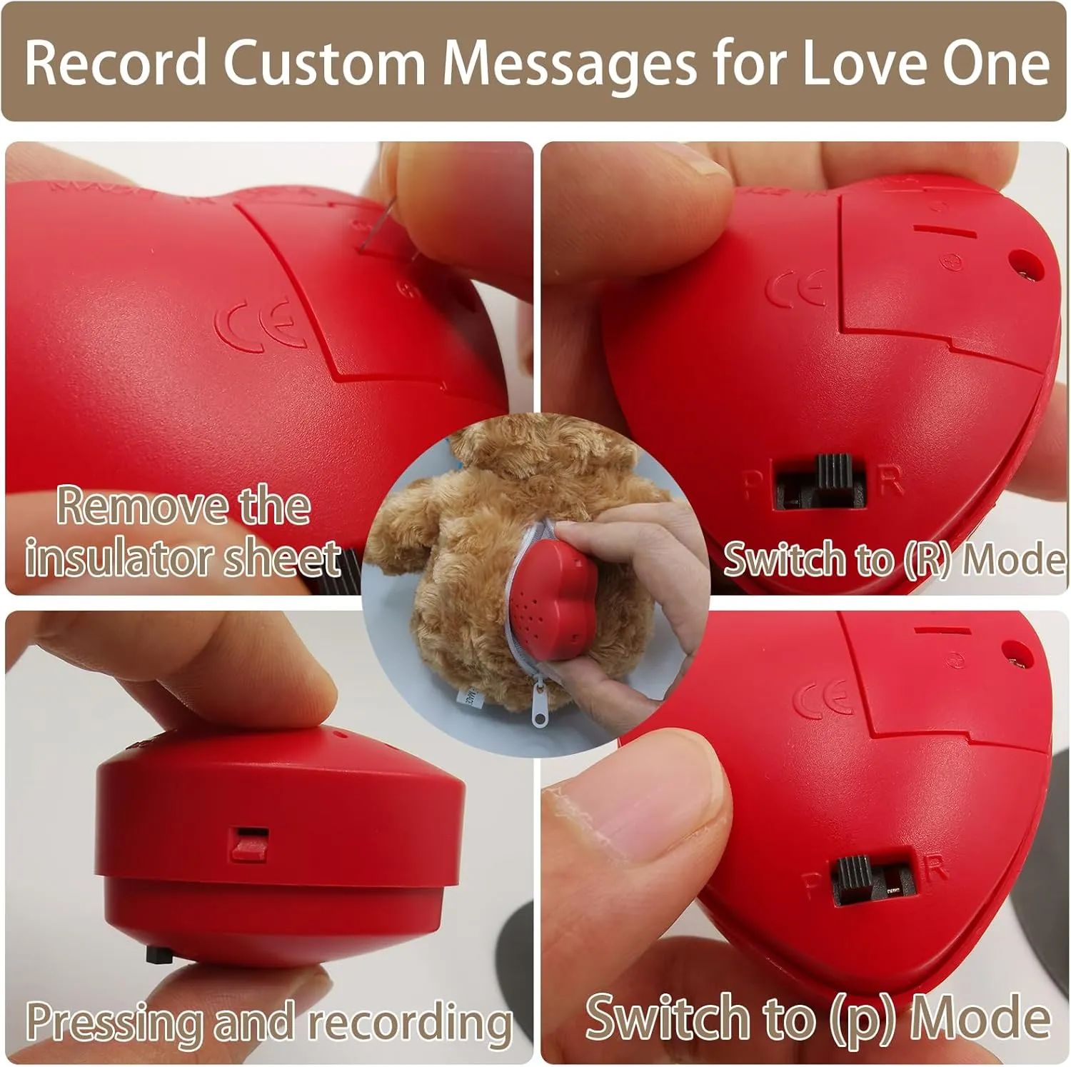 Personalized Teddy Bear with Voice Recording for Women Men, Personalized Gifts Bear with Bow Plush with Text Photo as Customized Gift for Valentines Christmas Birthday (16 inch-Text Photo)