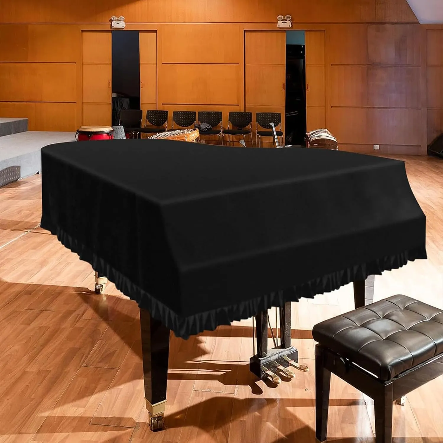 Piano Covers, Light Luxury Soft and Premium Surface Key Board Piano Cover with Frills Piano Bag Piano Covers,Blue-170-180cm
