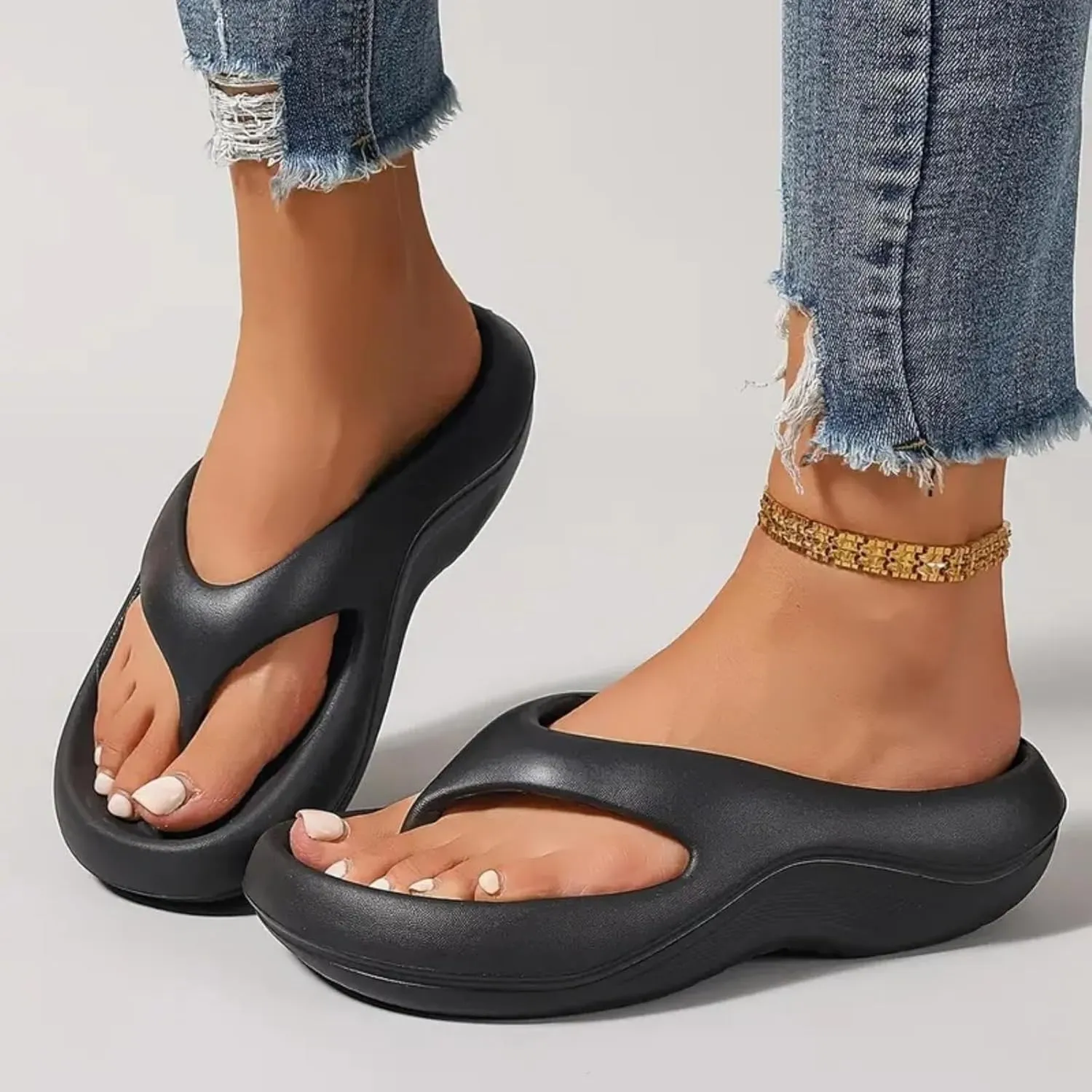 Pillow Arch Support Flip Flops for Women Men, Summer Non-slip Slippers Comfort Lightweight Walking Sandals Beach Shoes