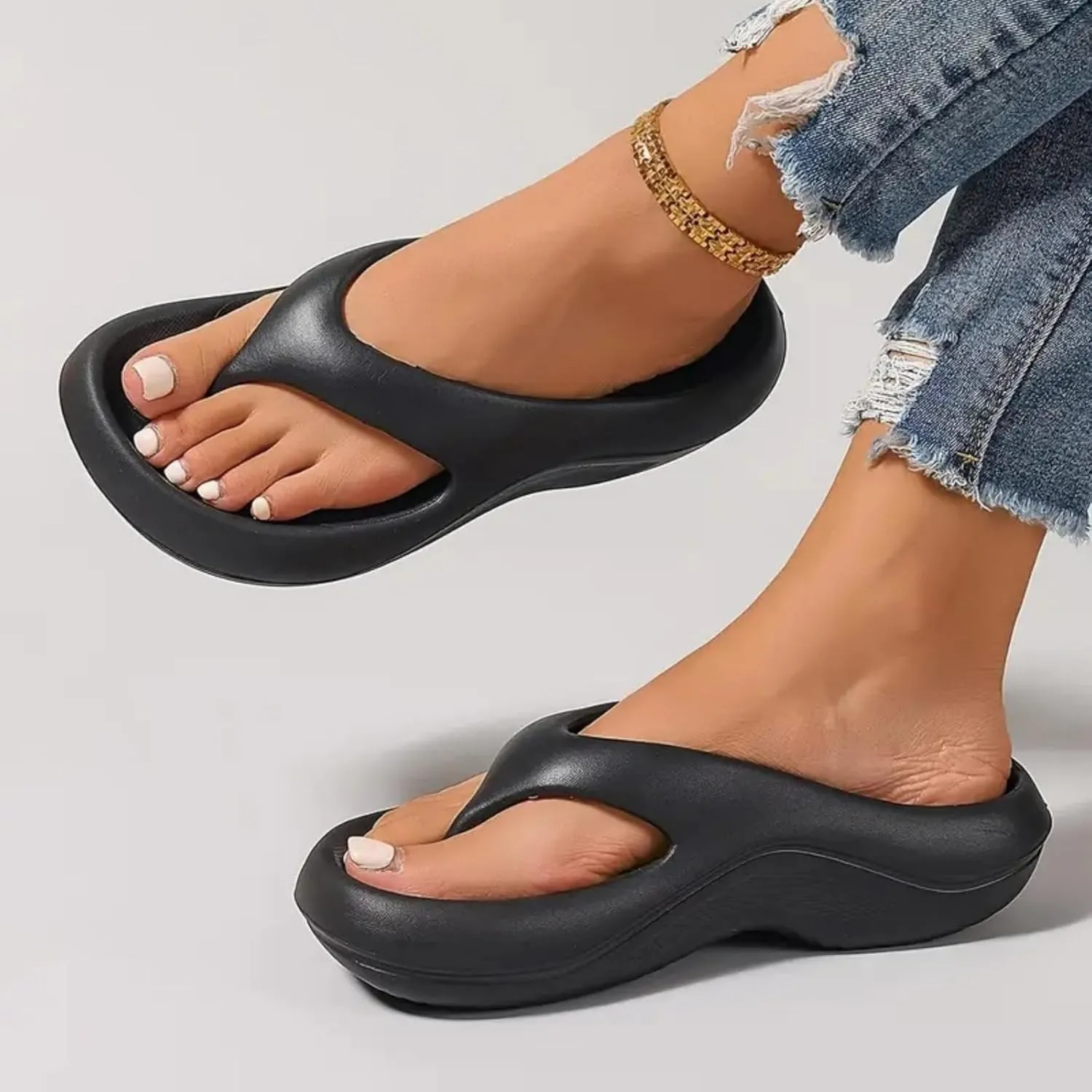 Pillow Arch Support Flip Flops for Women Men, Summer Non-slip Slippers Comfort Lightweight Walking Sandals Beach Shoes