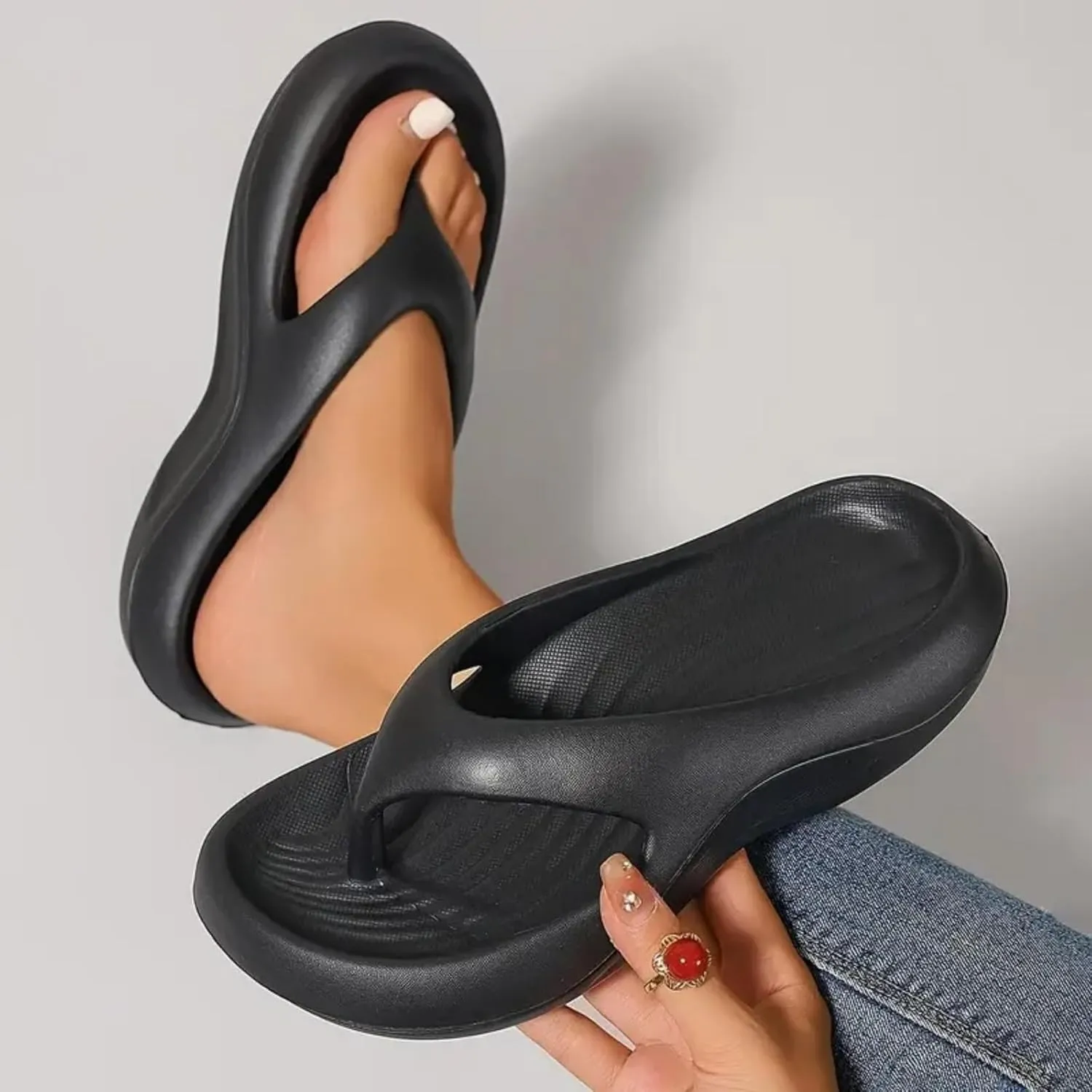 Pillow Arch Support Flip Flops for Women Men, Summer Non-slip Slippers Comfort Lightweight Walking Sandals Beach Shoes