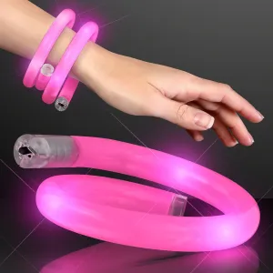 Pink Flashing LED Light Up Wrap Around Tube Bracelet