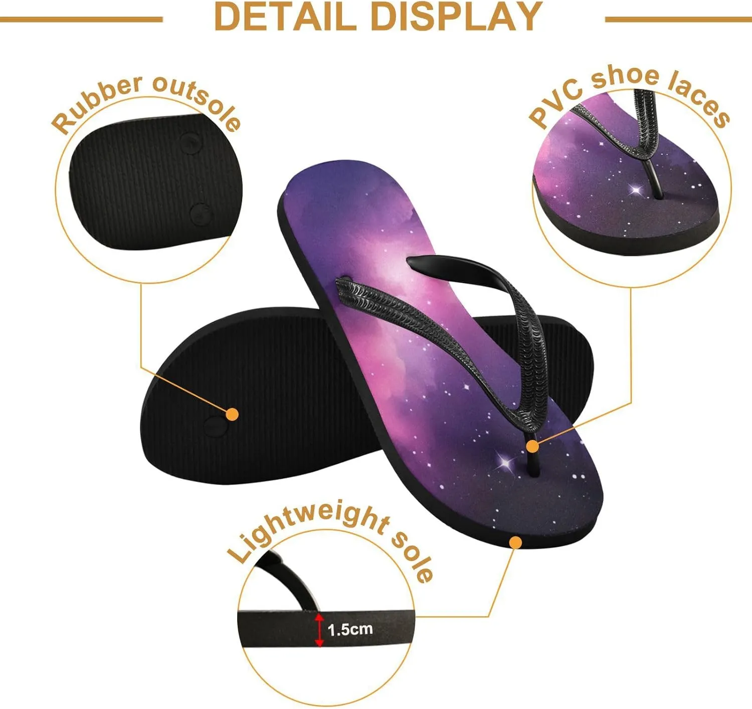 Pink Nebula Stars Flip Flop Sandal Men's and Women's Summer Sandal | Beach & Water Shoes（993）