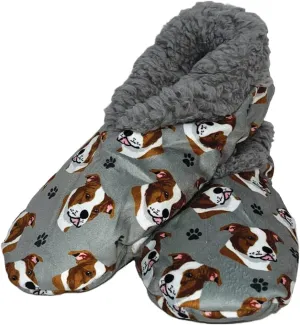 Pit Bull Super Soft Slippers - E&S Pets - Pit Bull Gifts - Cozy House Slippers - Non Skid Bottom - One Size Fits Most - Sherpa slipper - Pet Lover Gifts For Men And Women