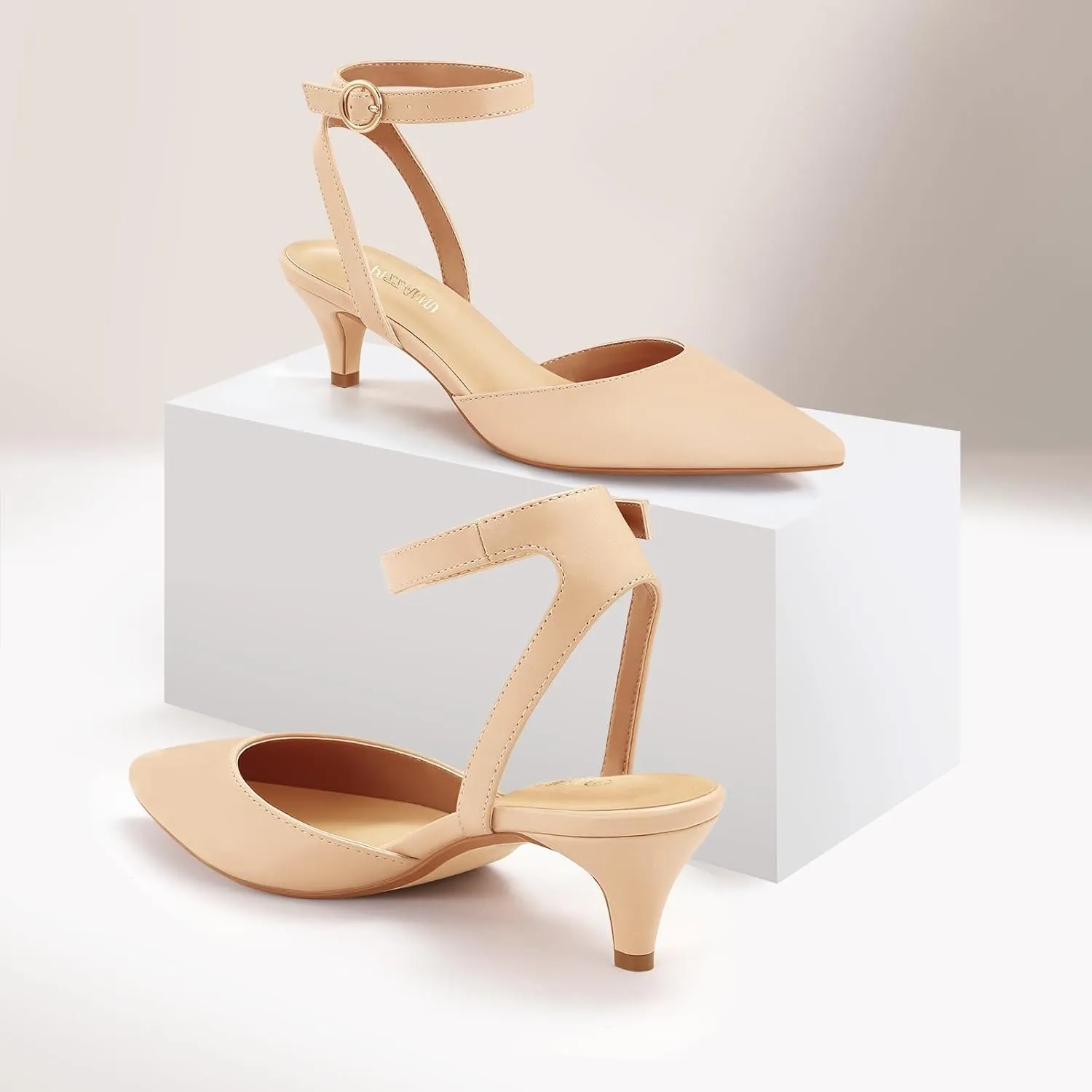 PIZZ ANNU Women's Aliaa Pointed Toe Low Kitten Heels Comfort Wedding Party Casual Dress Closed Toe Pumps Shoes with 2 Inches Low Heel Design
