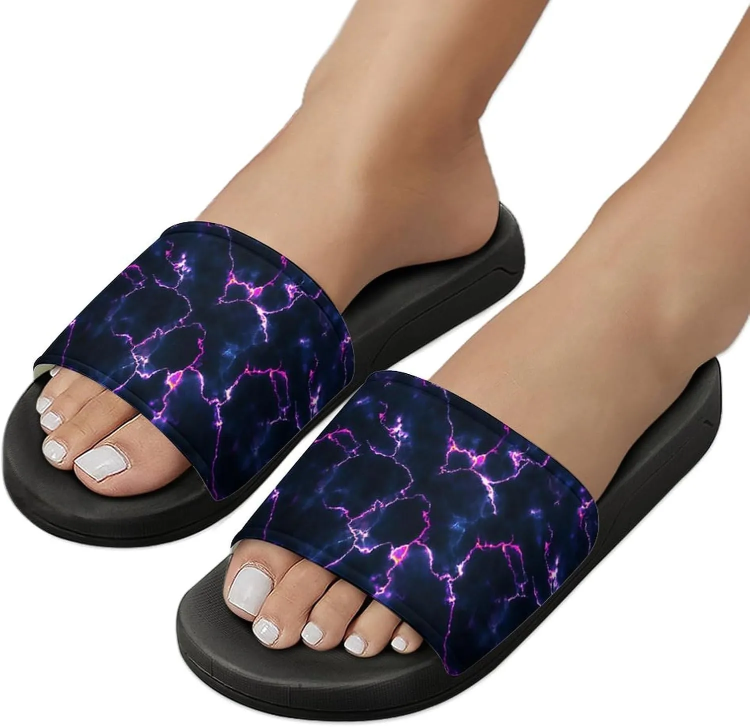 Pizza Pattern Unisex Slide Sandals - Printed Slide Sandals - Can Be Worn Indoors Or Outdoors