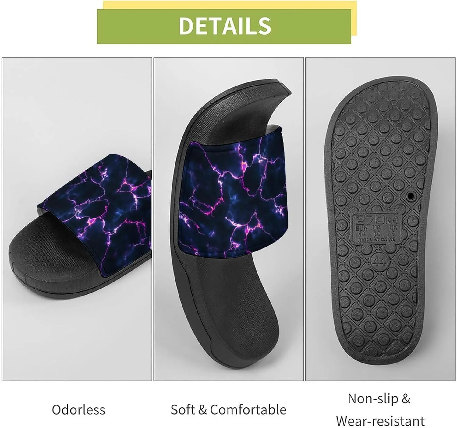 Pizza Pattern Unisex Slide Sandals - Printed Slide Sandals - Can Be Worn Indoors Or Outdoors