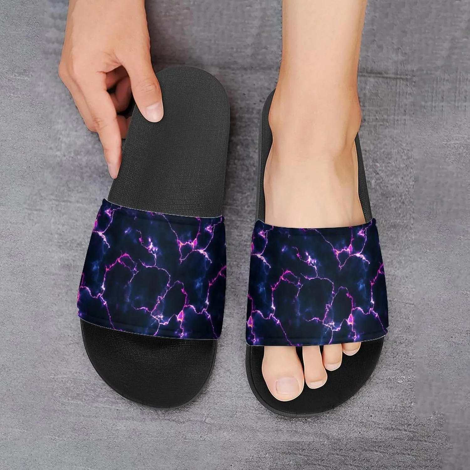 Pizza Pattern Unisex Slide Sandals - Printed Slide Sandals - Can Be Worn Indoors Or Outdoors