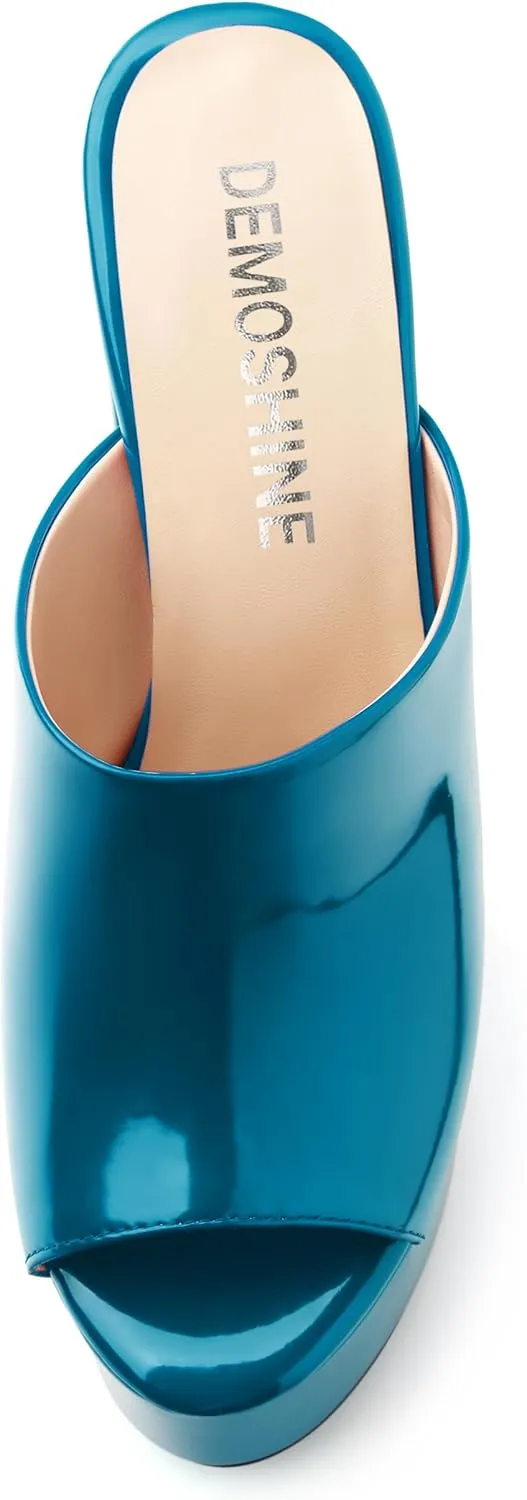 Platform Chunky Heels Sandals for Women Slip on Open Peep Toe Slide on Block High Heels Sexy Club Party Candies Shoes 6 Inch