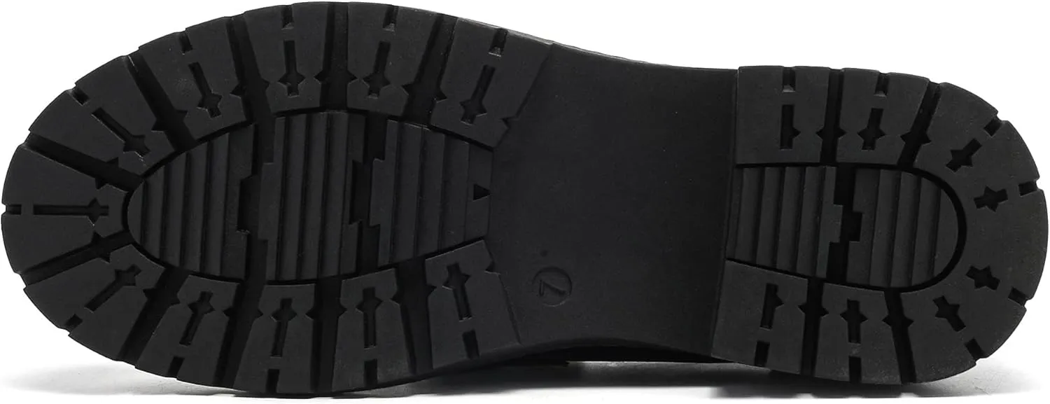 Platform Chunky Lug Sole Loafers for Women Slip On Faux Leather