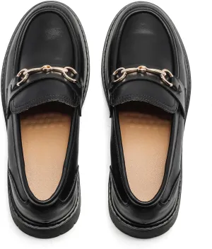 Platform Chunky Lug Sole Loafers for Women Slip On Faux Leather