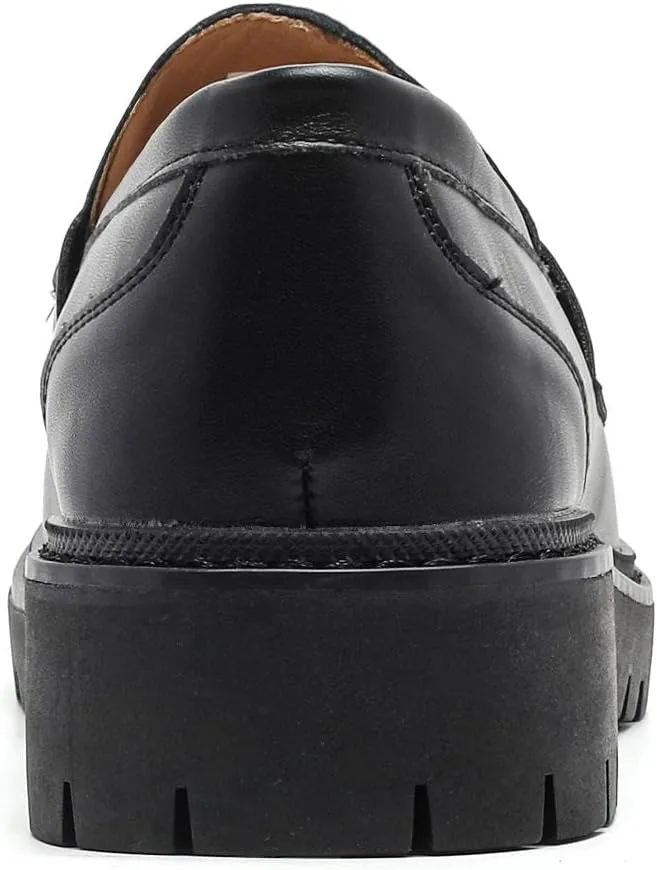 Platform Chunky Lug Sole Loafers for Women Slip On Faux Leather
