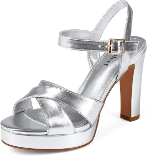 Platform High Heels for Women Strappy Chunky Heels Sandals for Women Open Toe Block Heeled Sandals with Ankle Strap Summer Dress Shoes