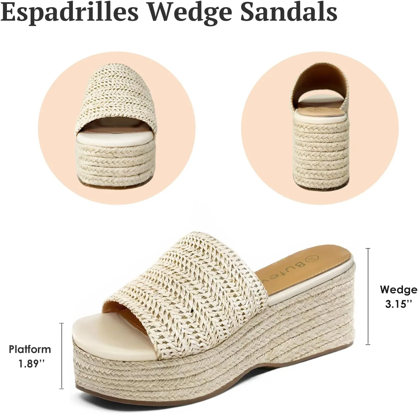 Platform Sandals Espadrilles for Women Wedge Sandals Open Toe Fashion Beach Sandals Spring Summer Shoes for Vacation