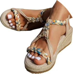 Platform Sandals for Women 2025 Comfortable Espadrille Womens Wedge Sandals Open Toe Ankle Strap Casual Summer Shoes
