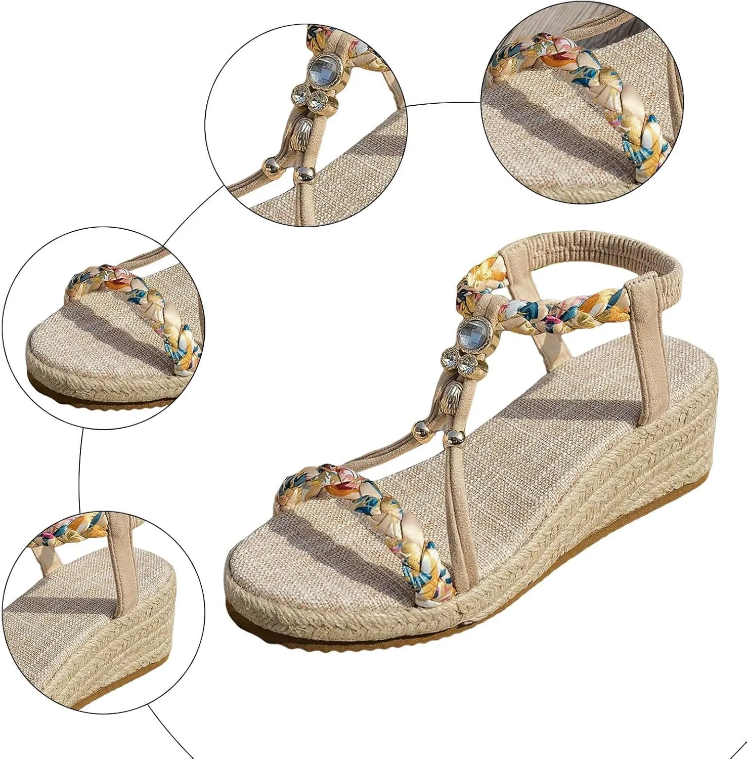 Platform Sandals for Women 2025 Comfortable Espadrille Womens Wedge Sandals Open Toe Ankle Strap Casual Summer Shoes