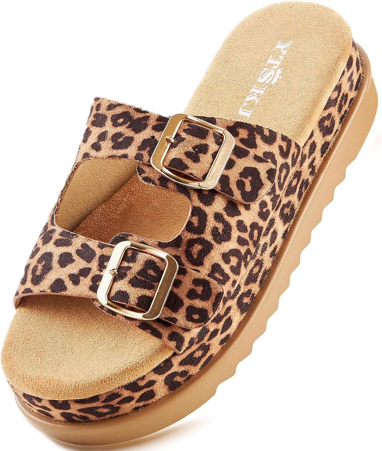 Platform Sandals Women Footwear Open Toe Slide Leather Beach Summer Wedges with Memory Foam Insole Non-Slip Lightweight Wedge Sandals for Women