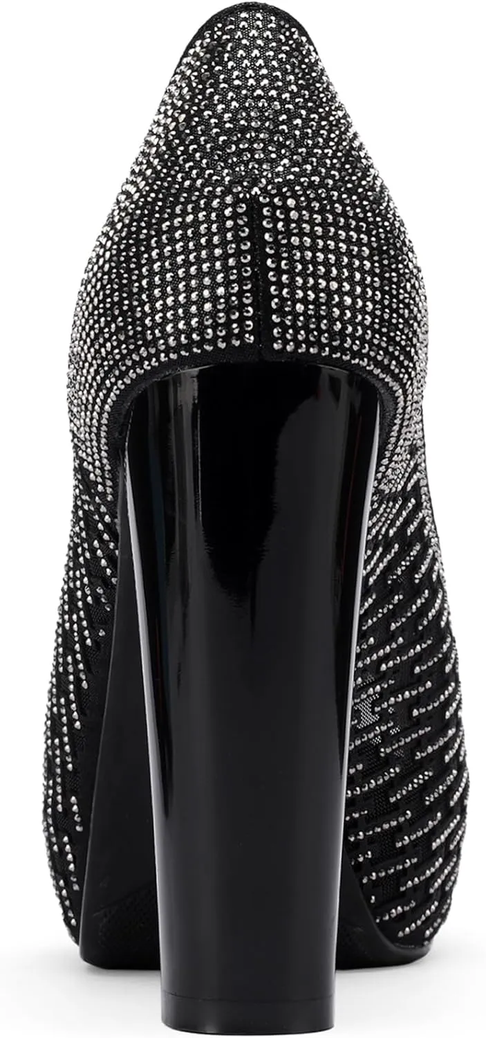 Platform Sandals Women Peep Toe Mesh Shoes Dressy Wide Comfortable Summer Chunky High Heels Rhinestone Crystal Ladies Fashion Elegantes Slip On Wedge Stylish Thick 5 Inch Pumps