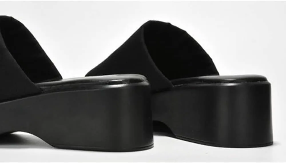 Platform Sandals Women Wedges Slides Chunky Heels Wedge Sandals Fabric Mule Fitted Cloud Lightweight Shoes Slipper  Memory Foam