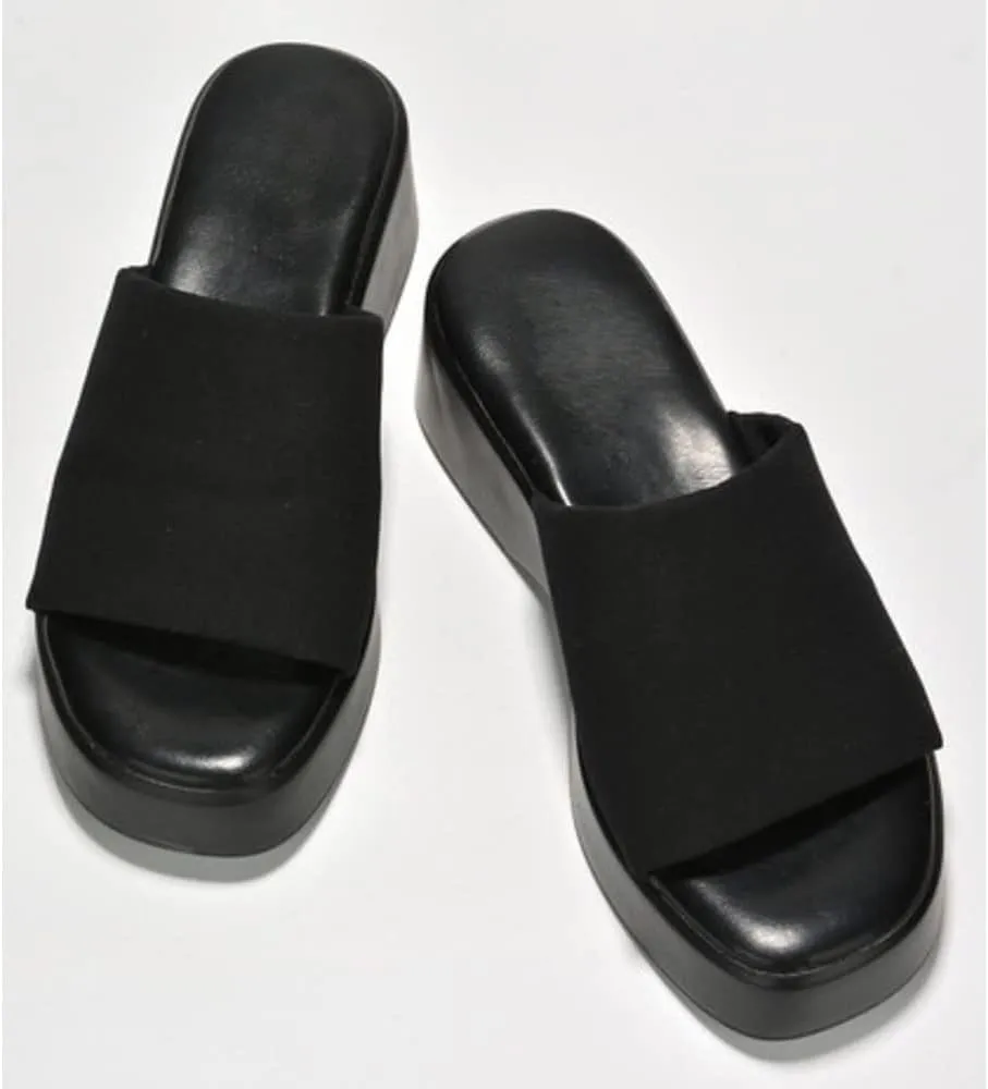 Platform Sandals Women Wedges Slides Chunky Heels Wedge Sandals Fabric Mule Fitted Cloud Lightweight Shoes Slipper  Memory Foam
