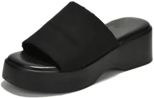 Platform Sandals Women Wedges Slides Chunky Heels Wedge Sandals Fabric Mule Fitted Cloud Lightweight Shoes Slipper  Memory Foam