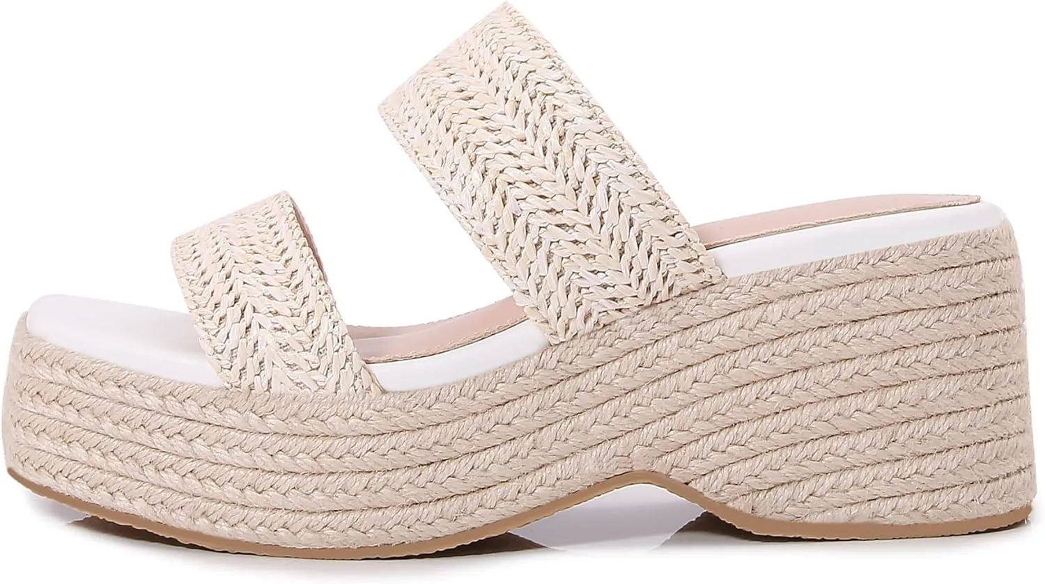 Platform Slip on Espadrille Sandals for Women Clear Strap Stylish Wedges Slides Sandals Dressy Platform Open Toe Beach Sandals