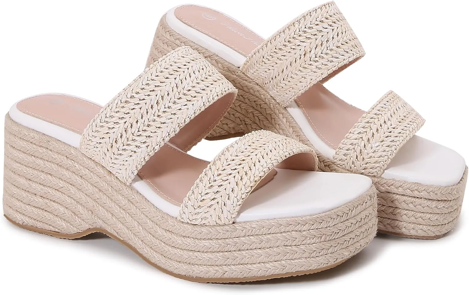 Platform Slip on Espadrille Sandals for Women Clear Strap Stylish Wedges Slides Sandals Dressy Platform Open Toe Beach Sandals