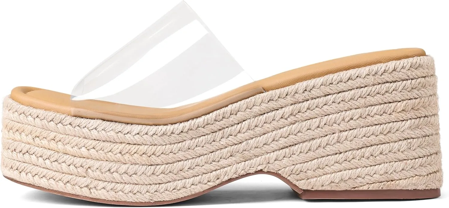 Platform Slip on Espadrille Sandals for Women Wedges Slides Bohemia Sandals Flatform Open Toe Beach Sandals