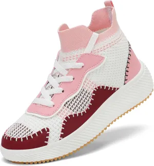 Platform Sneakers for Women- Stylish Knit Walking Shoes, High-Top Chunky Casual Tennis Sneakers for Breath Comfort