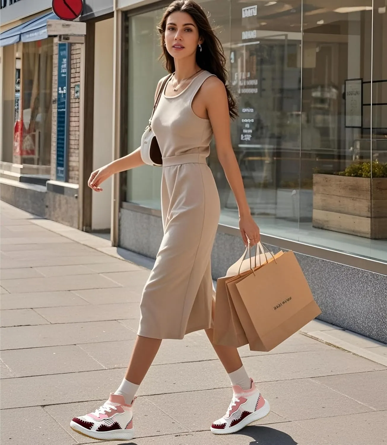 Platform Sneakers for Women- Stylish Knit Walking Shoes, High-Top Chunky Casual Tennis Sneakers for Breath Comfort