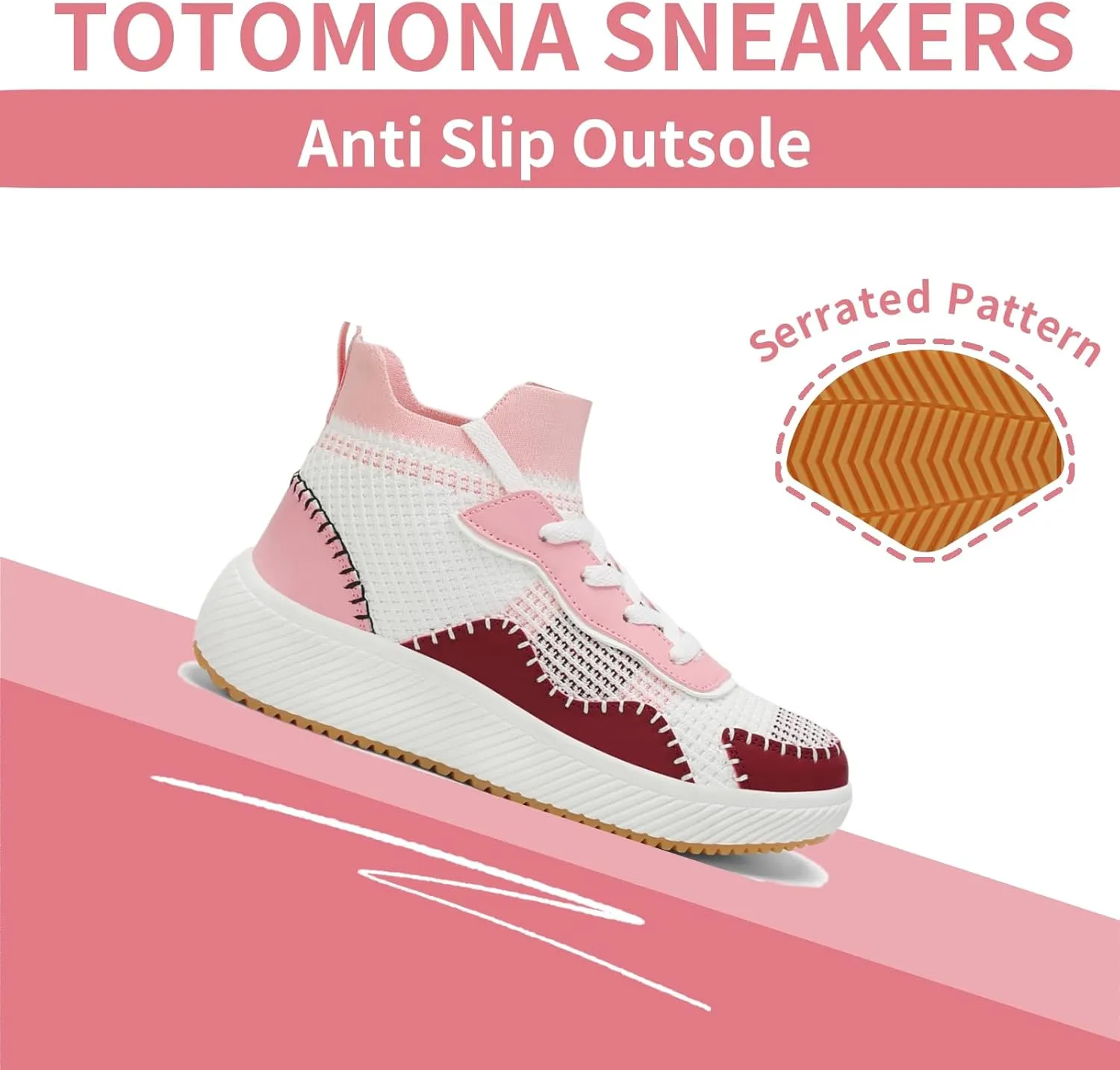 Platform Sneakers for Women- Stylish Knit Walking Shoes, High-Top Chunky Casual Tennis Sneakers for Breath Comfort