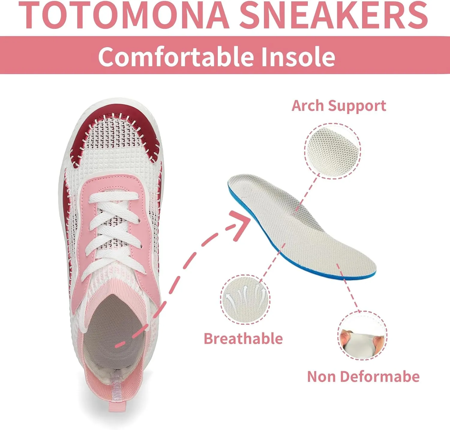 Platform Sneakers for Women- Stylish Knit Walking Shoes, High-Top Chunky Casual Tennis Sneakers for Breath Comfort