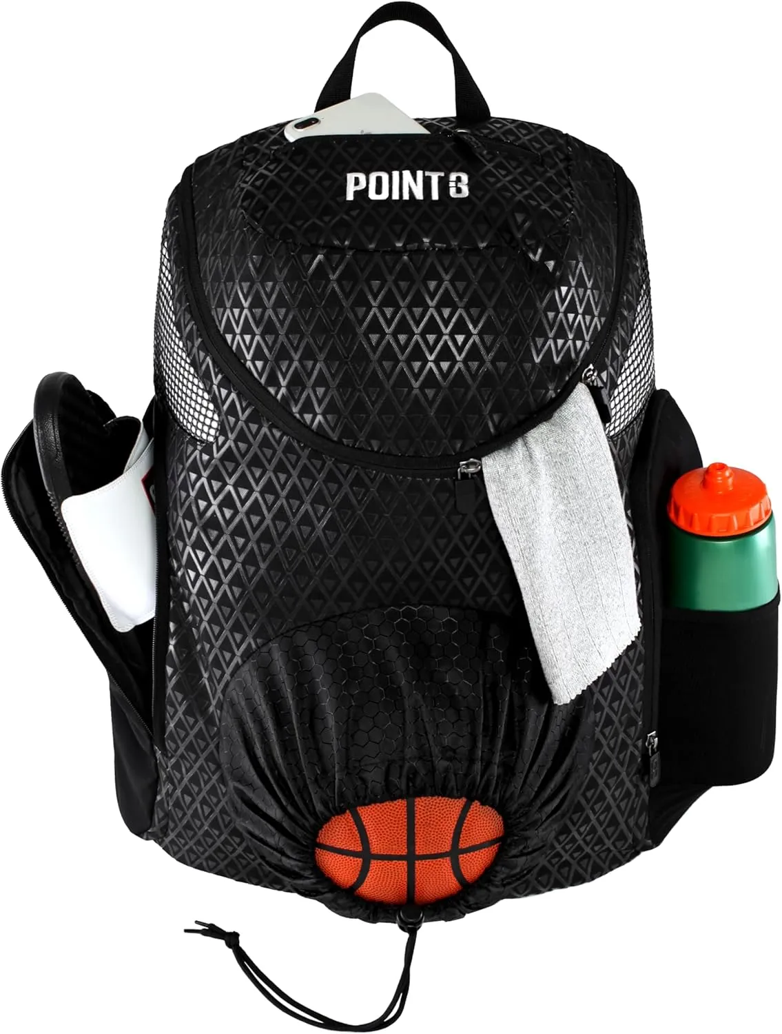 Point 3 Road Trip 2.0 Backpack Basketball Backpack with Drawstrong Closure | Ventilated Mesh Shoe Pocket Compartment