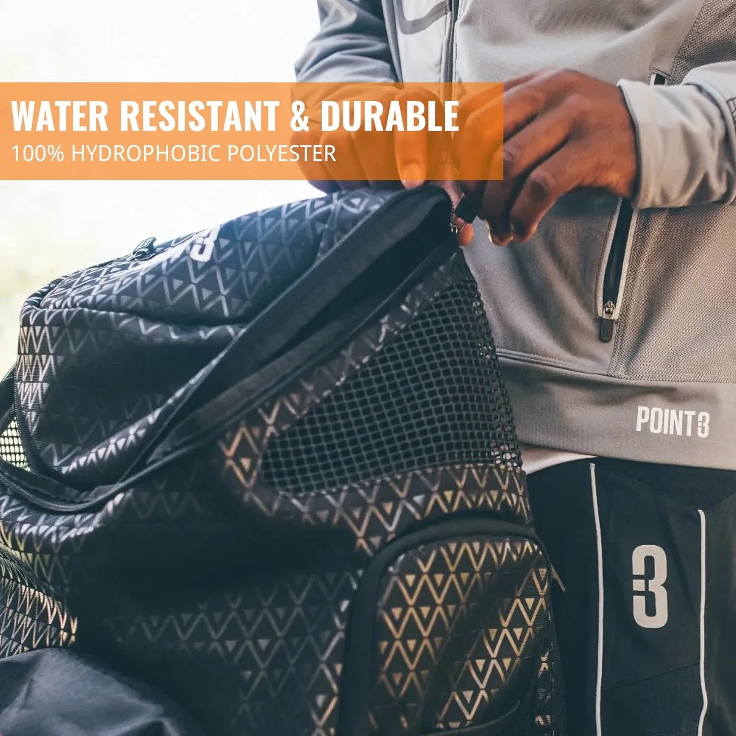 Point 3 Road Trip 2.0 Backpack Basketball Backpack with Drawstrong Closure | Ventilated Mesh Shoe Pocket Compartment