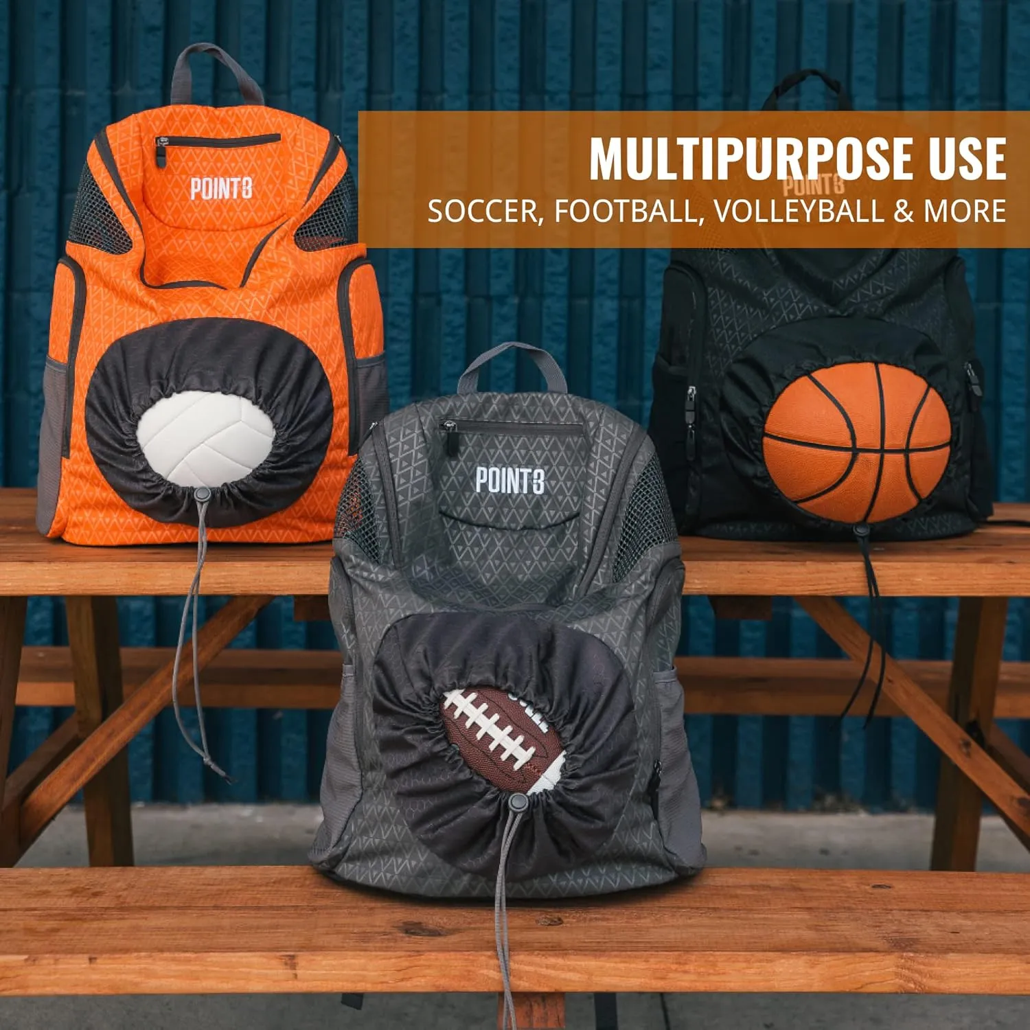 Point 3 Road Trip 2.0 Backpack Basketball Backpack with Drawstrong Closure | Ventilated Mesh Shoe Pocket Compartment