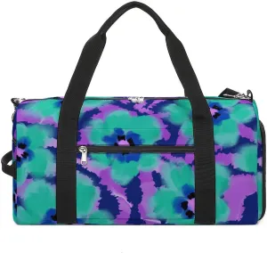 Poppy Flowers with Zebra Stripes Fitness Large Gym Bag for Unisex with Shoe Compartment & Wet Pocket