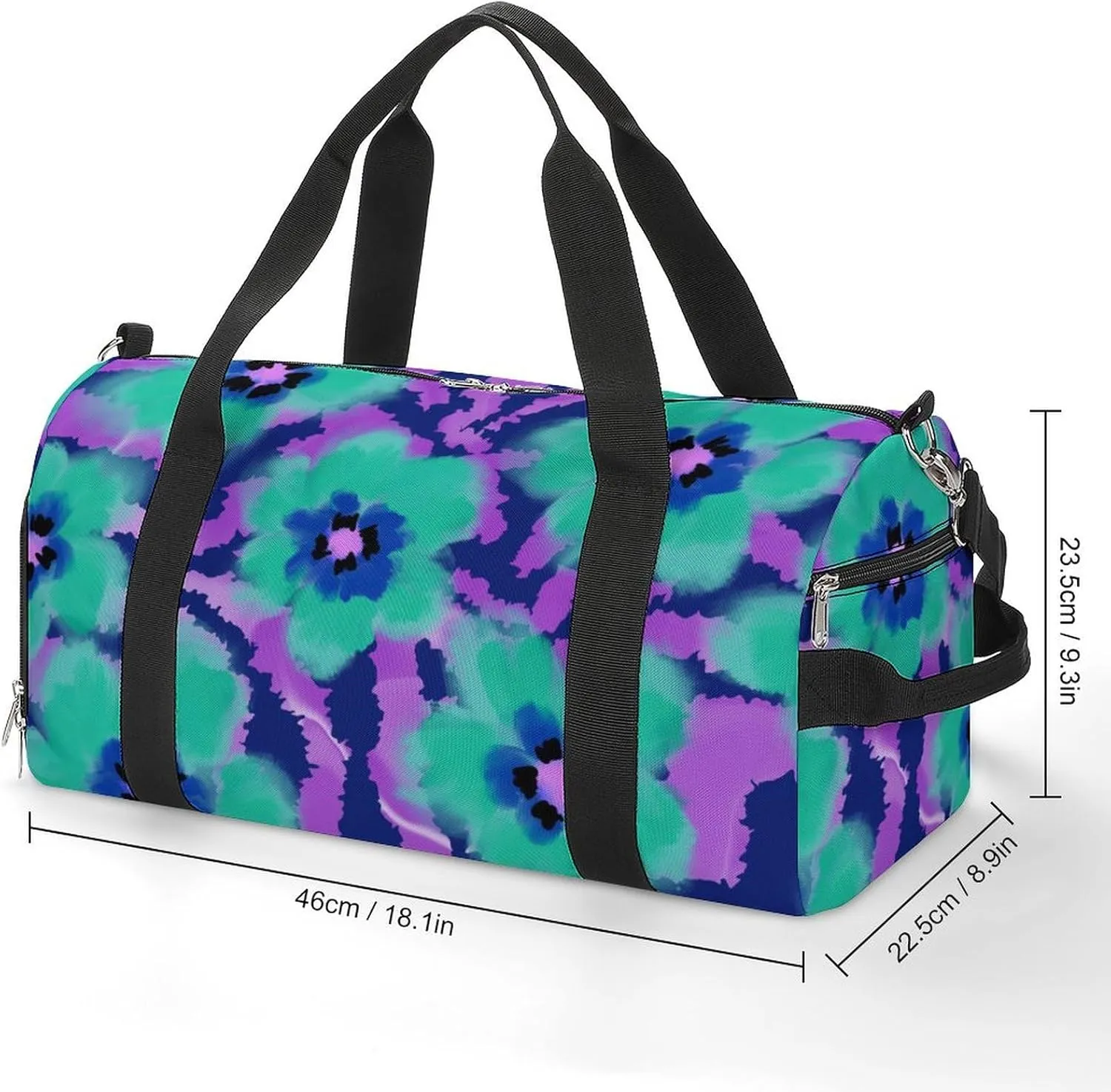Poppy Flowers with Zebra Stripes Fitness Large Gym Bag for Unisex with Shoe Compartment & Wet Pocket