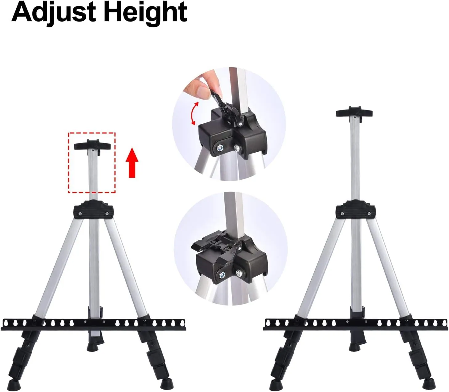 Portable Artist Easel Stand for Painting - Adjustable Height Painting Easel with Bag - Tabletop Art Easel for Painting Canvas Stand, Poster Stand & Wedding Signs Stand - Metal Tripod- 66 inches 2 Pack