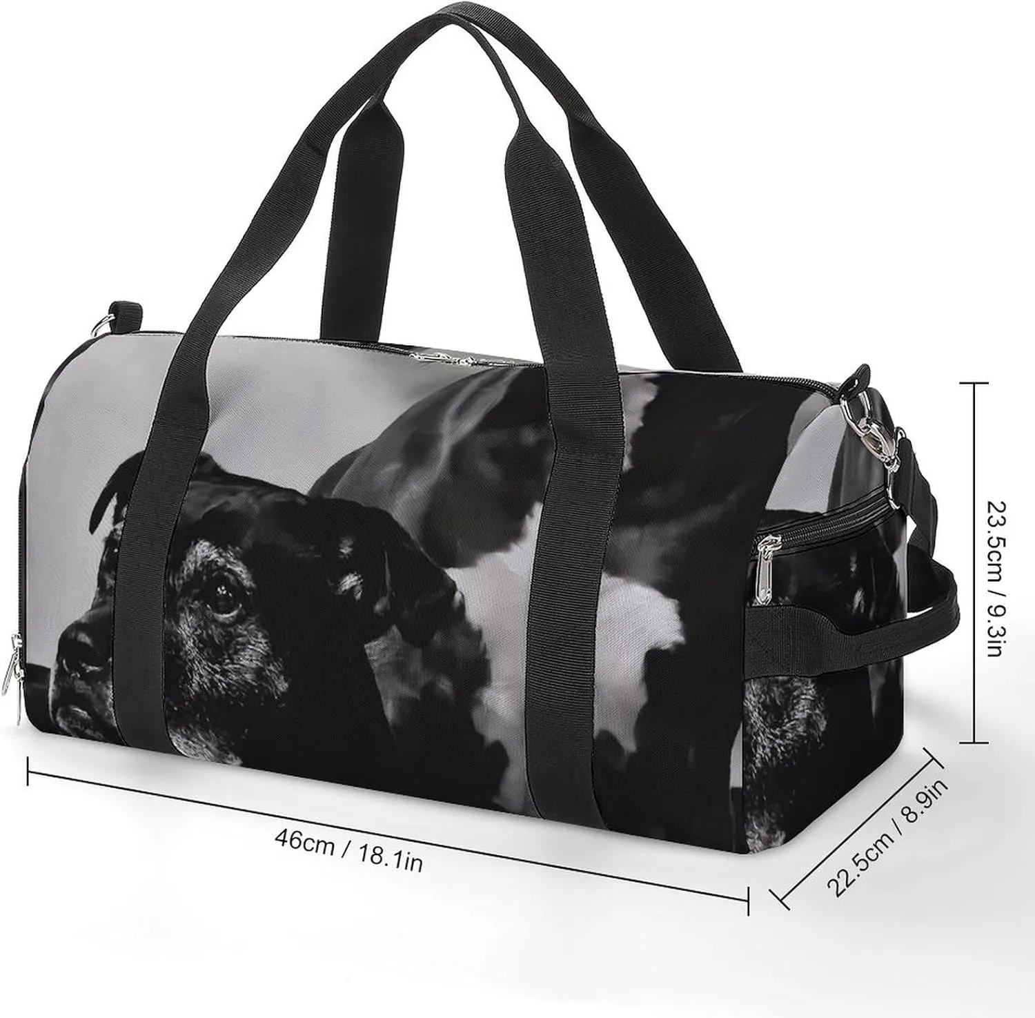 Portrait of Bull Pitbull Dog Fitness Large Gym Bag for Unisex with Shoe Compartment & Wet Pocket