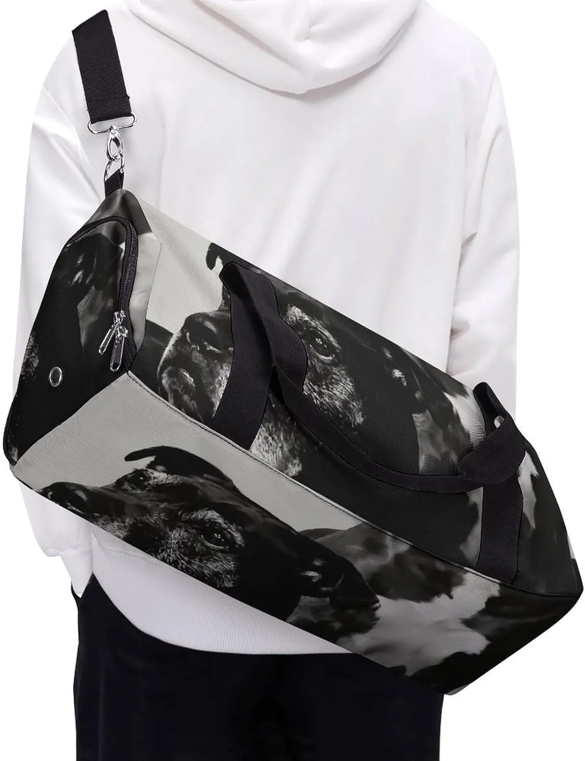 Portrait of Bull Pitbull Dog Fitness Large Gym Bag for Unisex with Shoe Compartment & Wet Pocket