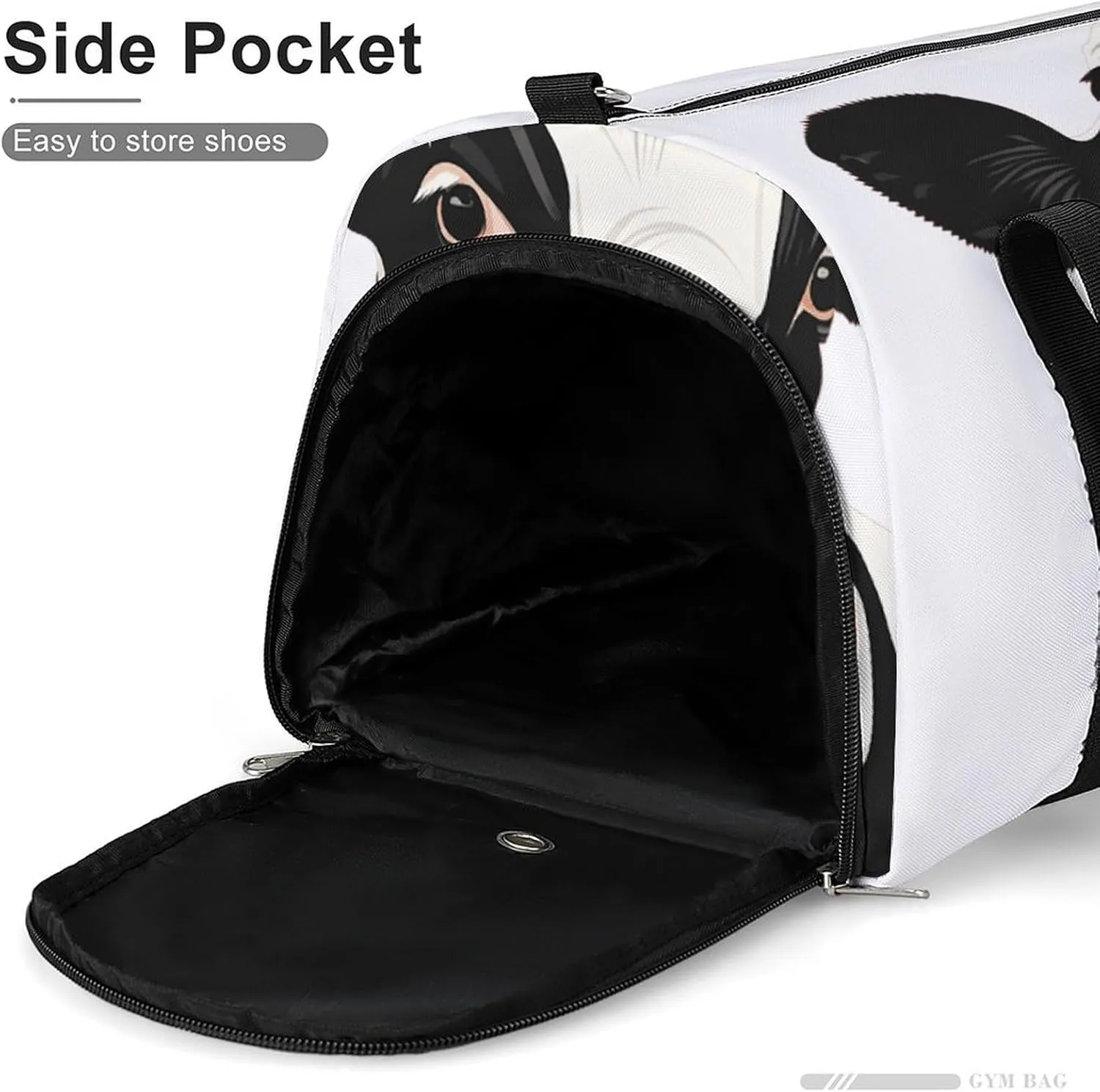 Portrait of Cow Fitness Large Gym Bag for Unisex with Shoe Compartment & Wet Pocket